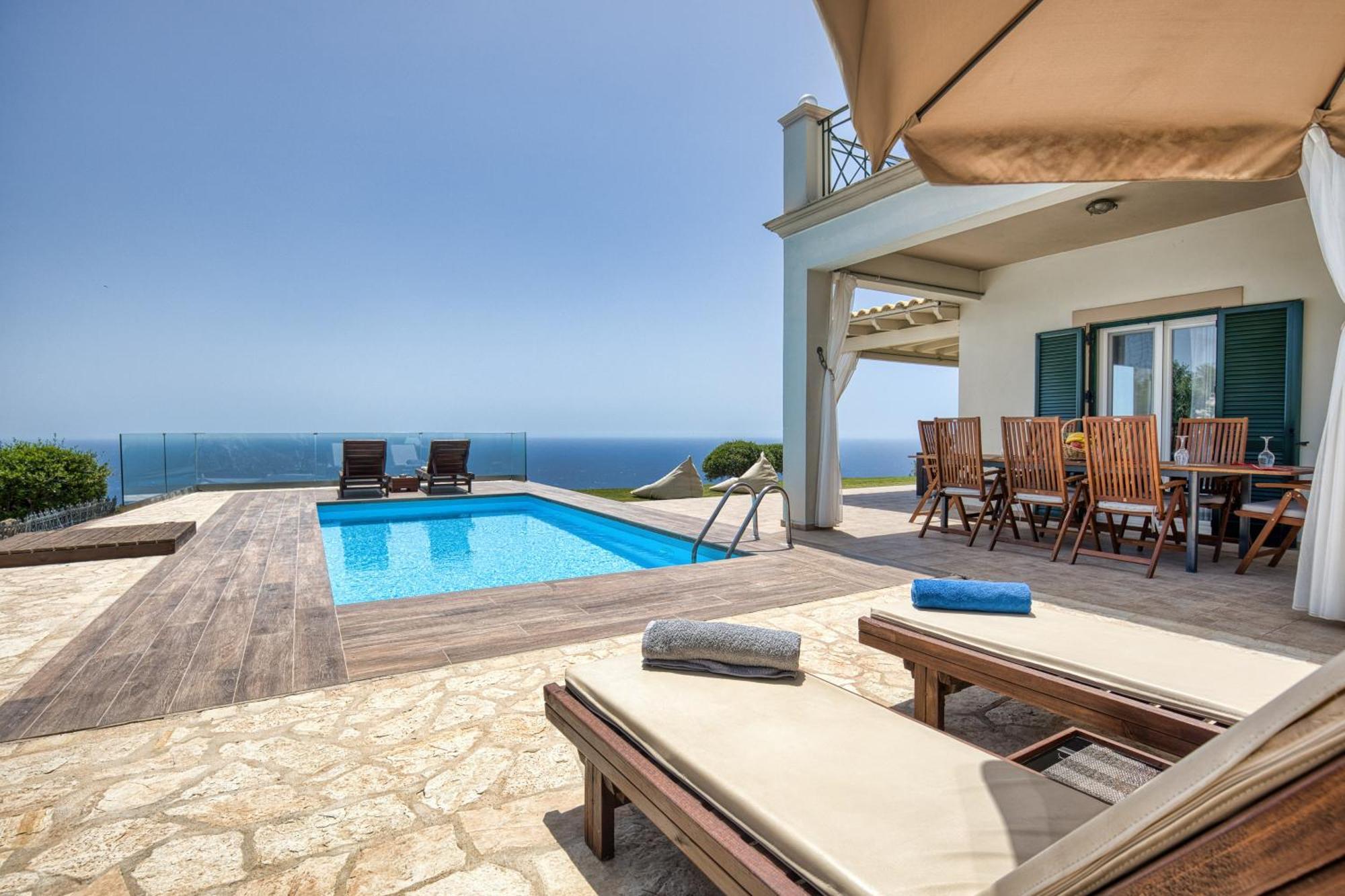 Villa Vardia-Amazing Seaviews With Heated Pool Sinarades Exterior photo